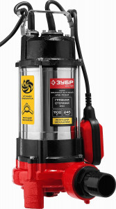 Насос ЗУБР фекальный погруж, 1100 Вт, пропуск сп-ть 245л/мин,напор 8м, чугунный корпус
