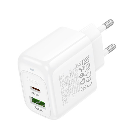 hoco. Зарядное устройство модель CS54A, USB-С PD 20W+QC3.0, цвет: белый