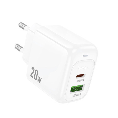 hoco. Зарядное устройство модель CS54A, USB-С PD 20W+QC3.0, цвет: белый