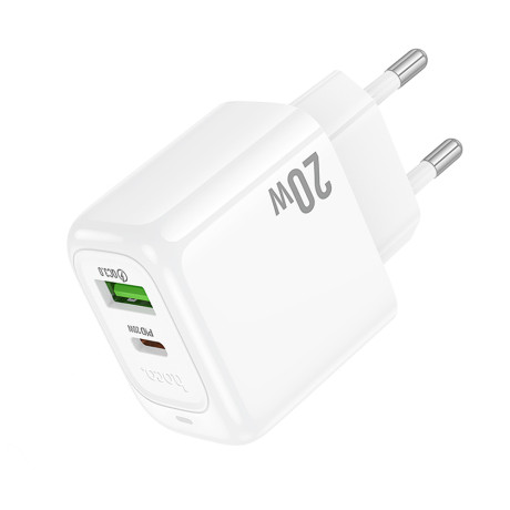 hoco. Зарядное устройство модель CS54A, USB-С PD 20W+QC3.0, цвет: белый