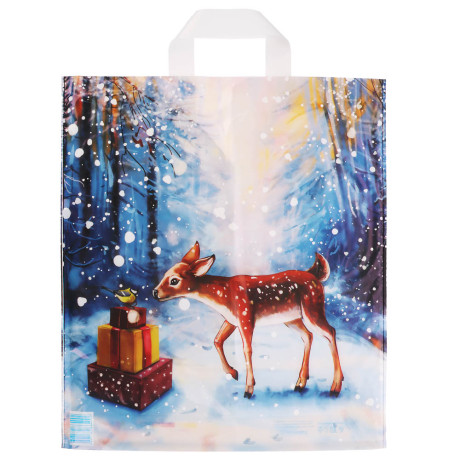 Пакет с петлевой ручкой 38*42+4, " Новый год»2 дизайна в асс.