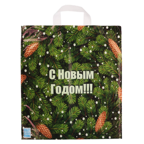 Пакет с петлевой ручкой 38*42+4, " Новый год»2 дизайна в асс.