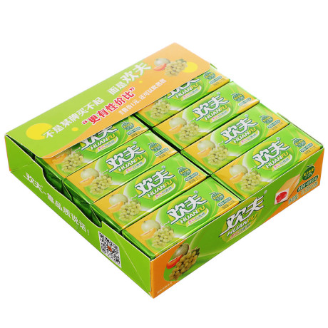 Жевательная резинка кубики с наполнителем HUANFU, 21,5 гр, виноград-дыня