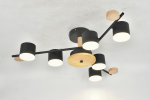 General Люстра 6GX53 50W 670х640х175 230V черный, мет/дер Венто без пульта IP20 662216