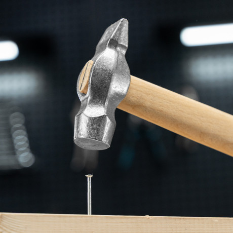 Молоток слесарный, 400 г, круглый боек, деревянная рукоятка