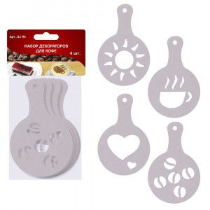 Декоратор д/кофе, 4шт/уп, цена за уп (кратность 12шт!!!) пластик J11-93 Мультидом