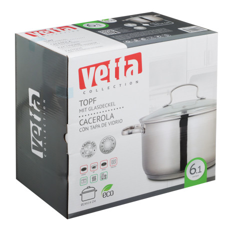 VETTA Берн Кастрюля 24х14см. 6,1л. со стекл. крышкой, индукция