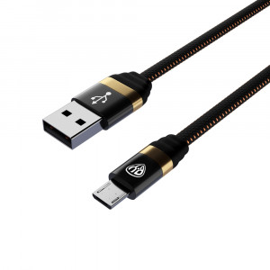 BY Кабель для зарядки Элегант Micro USB, 1м, 3А, быстрая зарядка QC3.0, тканевая оплётка, черный