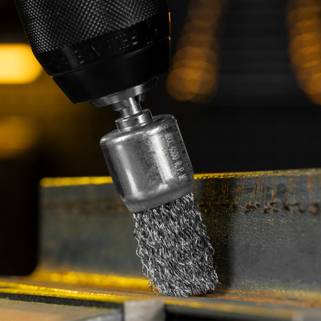 Набор щеток для дрели, 2 Плоские 50-75мм, 3 Чашки 25-50-75мм, шпилька,  нерж.вит. проволока Denzel