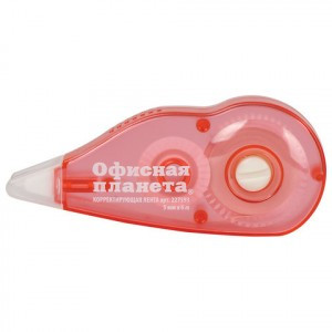 Корректирующая лента ОФИСНАЯ ПЛАНЕТА 5 мм х 6 м, корпус красный, с подкручиванием, блистер, 227593