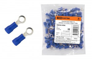 TDM наконечник НКИ 2-6 кольцо 1,5-2,5мм син. dкол.=6мм Sпров=1,5-2,5мм (уп.100шт, цена за ГУ) SQ0502