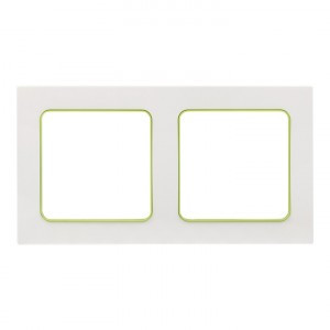 EKF Стокгольм рамка 2 мест. белая с линией цвета зеленый (PC) EXM-G-303-20
