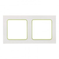 EKF Стокгольм рамка 2 мест. белая с линией цвета зеленый (PC) EXM-G-303-20
