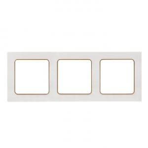 EKF Стокгольм рамка 3 мест. белая с линией цвета шампань (PC) EAM-G-302-20