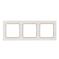 EKF Стокгольм рамка 3 мест. белая с линией цвета шампань (PC) EAM-G-302-20