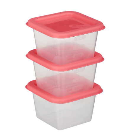 Набор контейнеров пищевых квадратных, 3шт, 0,15л, пластик, 3 цвета