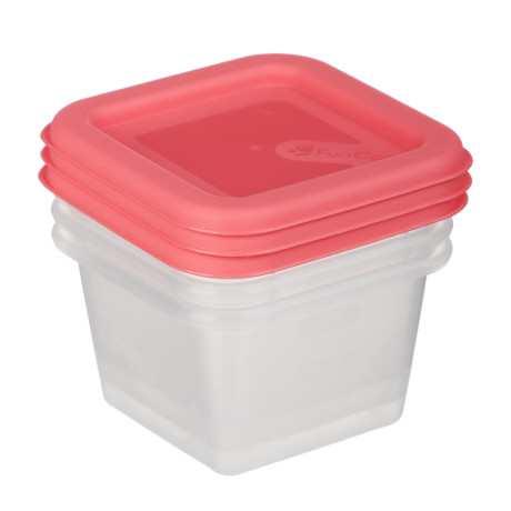Набор контейнеров пищевых квадратных, 3шт, 0,15л, пластик, 3 цвета