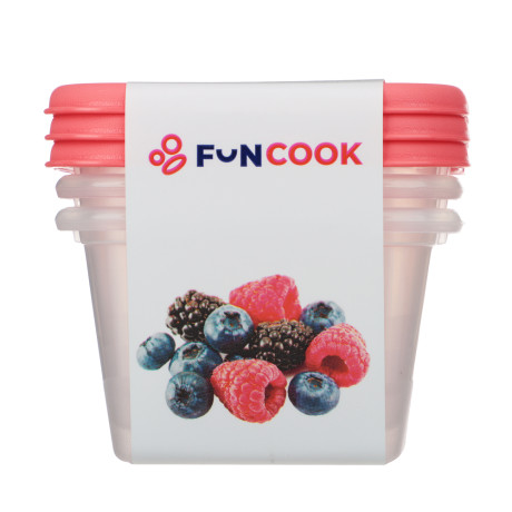 Набор контейнеров пищевых квадратных, 3шт, 0,15л, пластик, 3 цвета