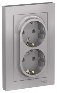 Systeme Electric AtlasDesign роз. СУ 2 мест. алюм. (пл.осн., земля) ATN000324 (6!)