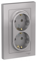 Systeme Electric AtlasDesign роз. СУ 2 мест. алюм. (пл.осн., земля) ATN000324 (6!)