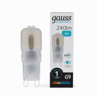 Gauss Elementary лампа G9 220V 3W(240lm) 4100K 4K пластик 14923