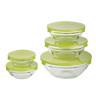 MILLIMI Набор салатников с крышкой 5 шт: 900/ 500/350/200/130 мл, стекло, пластик, оливковый