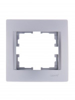 Lezard KARINA рамка 1 мест. (горизонт.) б/вст матов. серебро (20шт/240шт)(ABS) 707-4300-146
