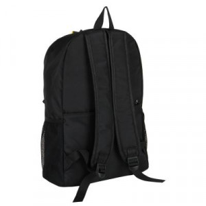 Рюкзак подростковый 43x29x15см, 1 отд., 4 карм., нашивки, декор шнурком, черный, ПЭ, 2 цвета отделки