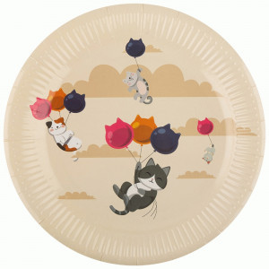 Тарелка однораз. бумажная d=23см Cats (6шт/уп,цена за уп) (кратн.12!) 109342 Волшебная страна