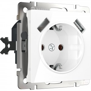 Werkel мех. роз. СУ 1 мест. 16A земля шторки USBх2 (белая) (a033473) W1171501 a051141