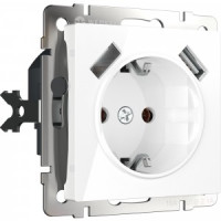Werkel мех. роз. СУ 1 мест. 16A земля шторки USBх2 (белая) (a033473) W1171501 a051141