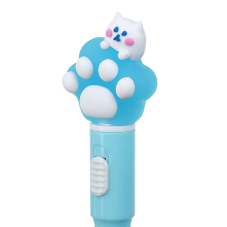 Ручка шариковая синяя, с внутренней подсветкой и фигуркой "Котик на лапке", 4 цвета