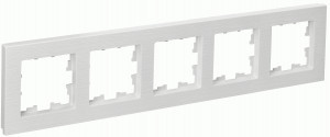 IEK BRITE Рамка СУ 5 мест. РУ-5-Бр пластик белый рифленый BR-M52-51-K01