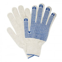 Перчатки хлопчатобумажные, КОМПЛЕКТ 5 ПАР, 7 класс, 65-67 г, 216 текс, ПВХ точка, ЛАЙМА ПРОФИ XL, БЕ