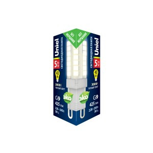 LED-JCD-5W/3000K/G9/CL GLZ09TR Лампа светодиодная, прозрачная. Теплый белый свет (3000К). Картон. ТМ