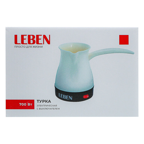 LEBEN Турка электрическая с выключателем 0,4л, 700Вт, молочный цвет, пластик