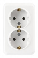 Smartbuy Юпитер роз. ОУ 2 мест. бел. (земля, керам. осн.) 16A SBE-03w-16-S2-Z-c