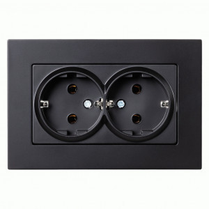 SmartBuy Нептун роз. СУ 2 мест. земля 16А с рамкой черная SBE-06b-16-S2-Z