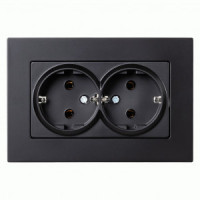 SmartBuy Нептун роз. СУ 2 мест. земля 16А с рамкой черная SBE-06b-16-S2-Z