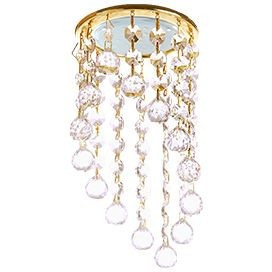 Ecola GX53 H4 св-к Круг с больш.хрусталиками Подвес под скос прозрач/Золото 225x110 FQ53RVECB (10!)