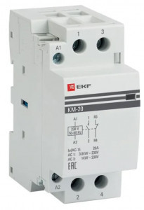 EKF контактор модульный КМ 20А 2P 220В 1НО+1НЗ  km-2-20-11