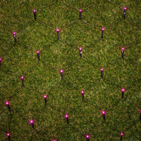 Гирлянда светодиодная СЕТКА  РОЗОВЫЙ/1,5м*1,5м, 160 лампочек, черный провод/