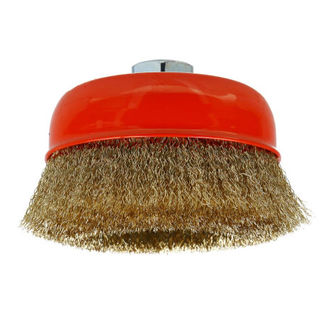 ЕРМАК PROFI Щетка чашечная для УШМ, витая латунированная стальная проволока 0,3мм, 125ммхМ14