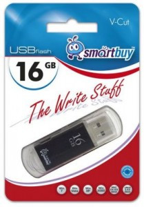 Флэш-диск (флэшка) USB 16Gb SmartBuy V-Cut Black (SB16GBVC-K)