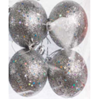 Шар с пайетками JY-03-8 4 шт 8 см Серебро