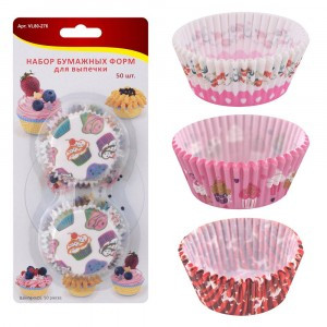 Форма д/выпечки, набор50шт/уп,цена за уп,d=7/5см,h=3см(кратность 6шт!!!), бумага VL80-276 Мультидом