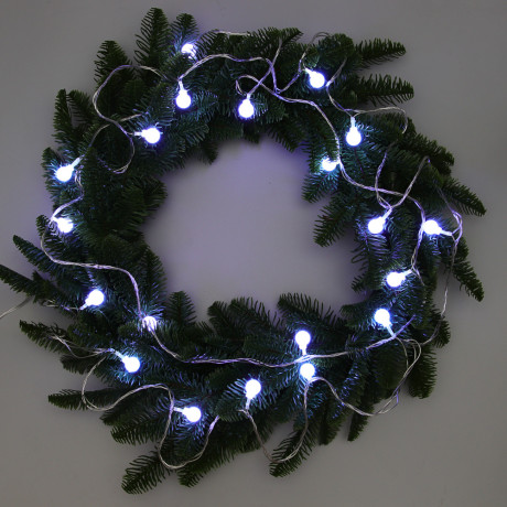СНОУ БУМ Гирлянда эл. вьюн 4м, 20LED, шар 1,6см, белый, пост. свечение, ПВХ прозрачный, 220В