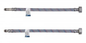 AQUALINK Подводка гибкая д/смесителя, гайка-СТАЛЬ,нейлон/ПВХ-60см,вн(1/2")-нар(М10)(цена/пару),4833