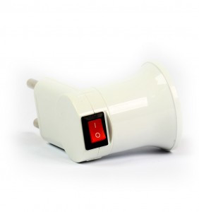 Smartbuy Переходник вилка-патрон E27 выкл. белый (SBE-A-L-E27)