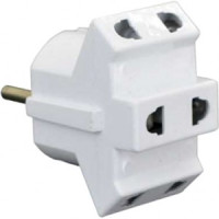 AY-KA (АЙКА) разветвитель-переходник (тройник) 3роз. 10A 250В плоская вилка белый (Турция) 7714700